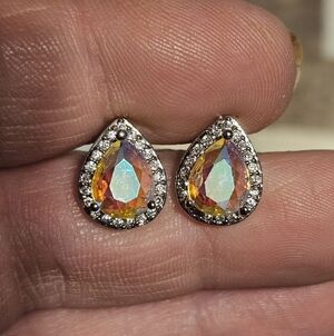 Beautiful Sterling Silver Plated CZ Earring Studs